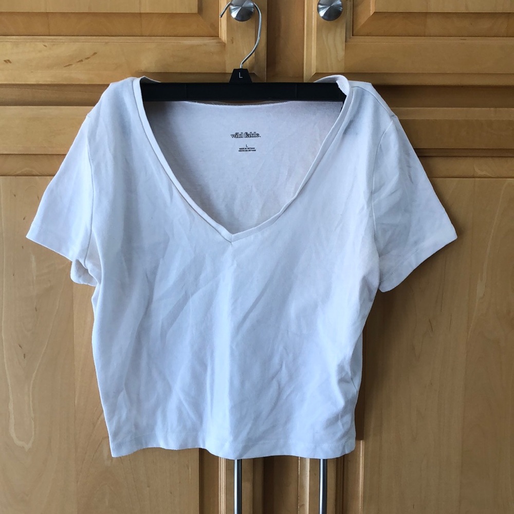 Wild fable white cropped v neck!
